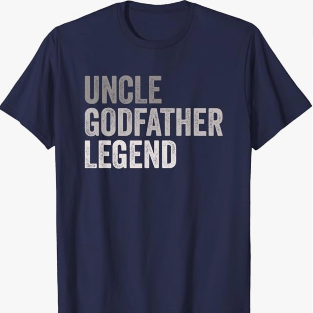 Comovo Men's Navy Blue XL Uncle, Godfather, Legend Short Sleeve T-Shirt NWT